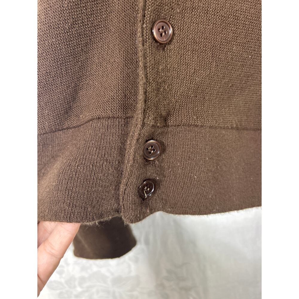 VTG Sears Cardigan Sweater 2X TALL Brown Dragon Applique V Neck Orlon Acrylic - Picture 5 of 10